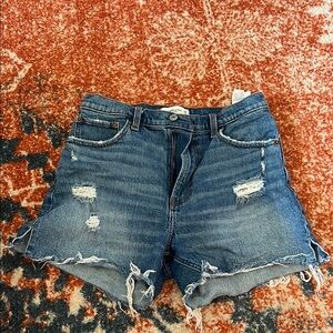 Abercrombie & Fitch Blue Distressed Jean Shorts- Curve Love High Rise 4in Short